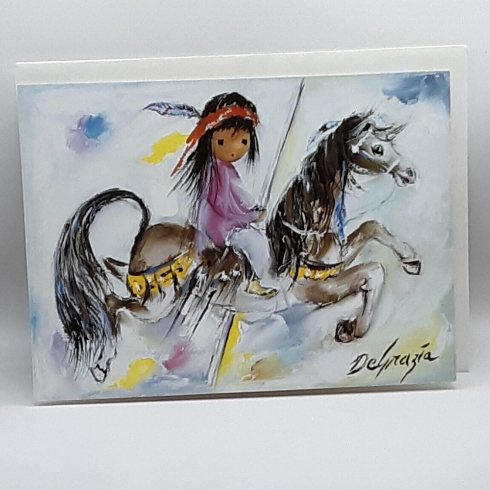 COPY - De Grazia Merry Little Indian Blank Greeting Card Vintage Collectible Fr…